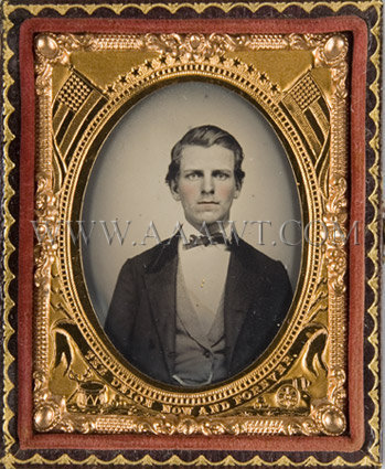 Tintype of a Young Man
In a stamped case with gold trim, entire view